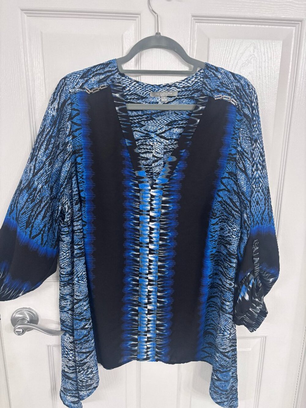 Black and Blue Print Top